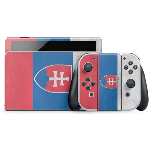 Slovakia Flag Distressed Nintendo Switch OLED (2021) Skin